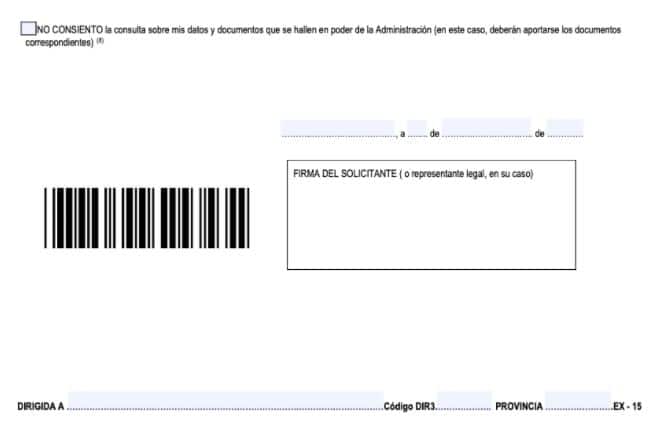 Formulaire EX-15 Demande de NIE